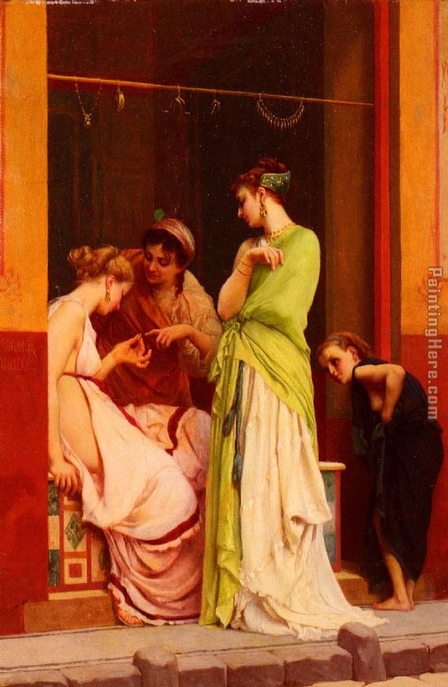 Une Marchande De Bijoux A Pompeii painting - Gustave Clarence Rodolphe Boulanger Une Marchande De Bijoux A Pompeii art painting